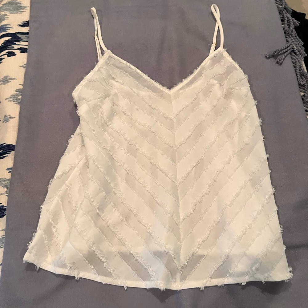 Free people white textured tank top